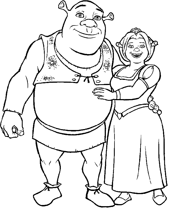 Coloring shrek and fiona picture