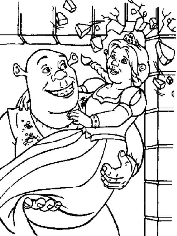 Shrek carrying princess fiona his beloved one coloring page color luna coloring pages shrek princess fiona