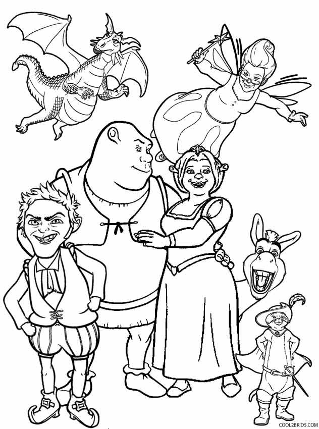 Printable shrek coloring pages for kids