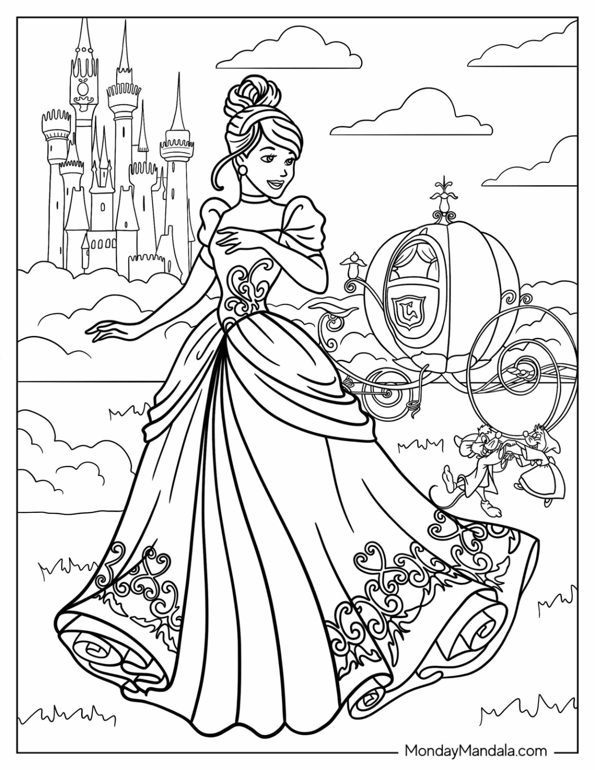 Disney princess coloring pages free pdf printables