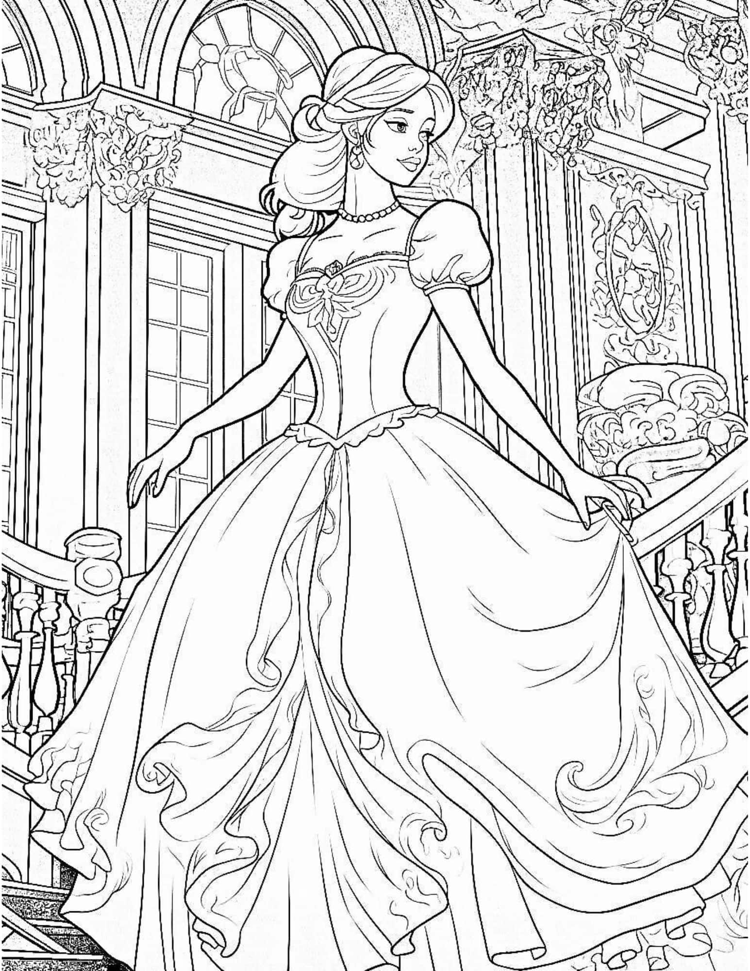 Gorgeous princess coloring pages for kids and adults