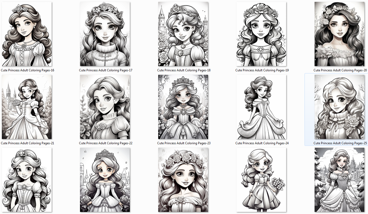 Cute princess coloring pages