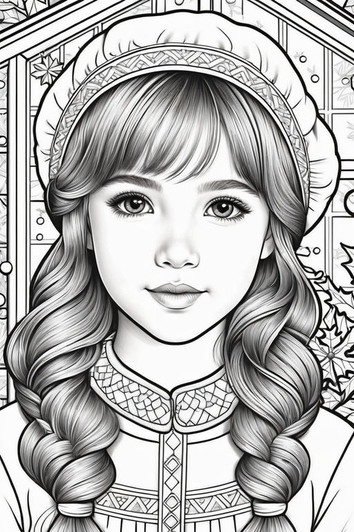 A beautiful princess black and white coloring pages realistic cartoon style