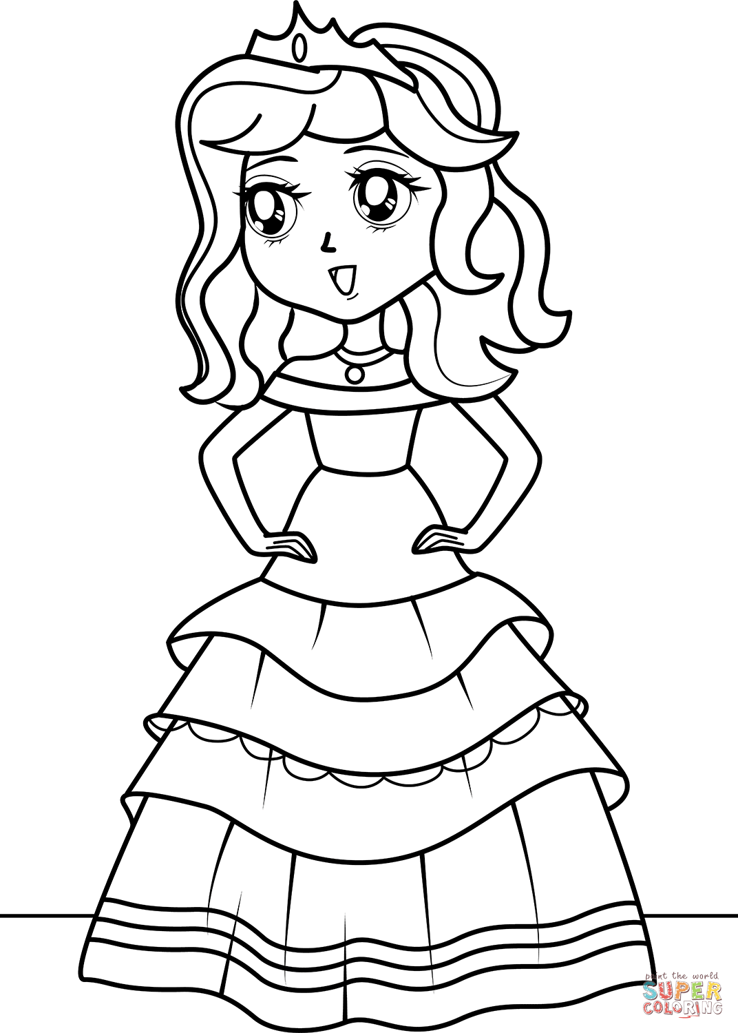 Anime princess coloring page free printable coloring pages