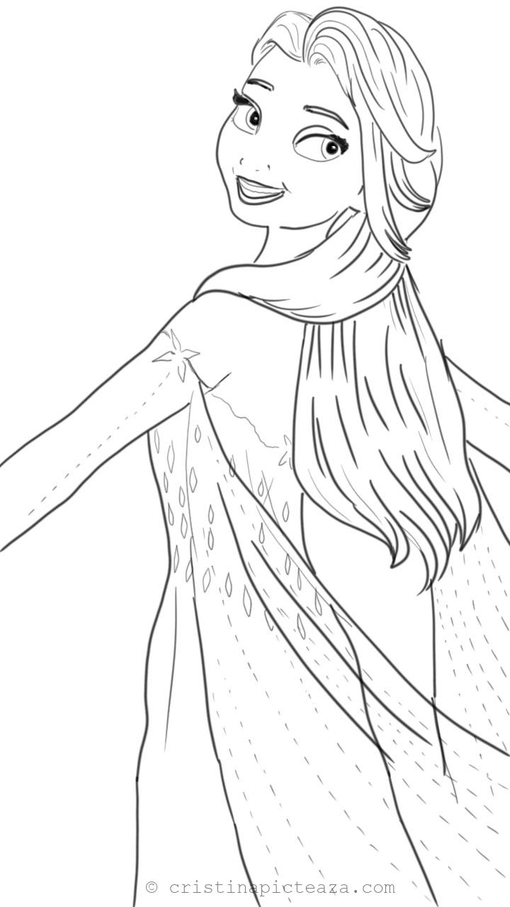 Coloring pages with elsa in white dress