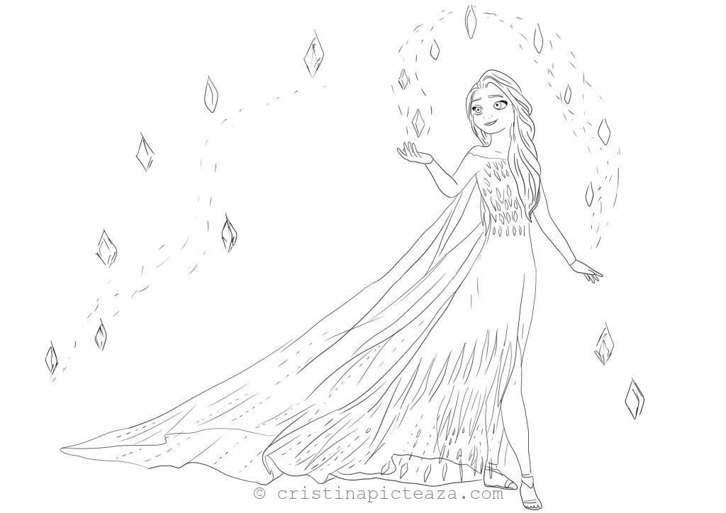 Coloring pages with elsa in white dress