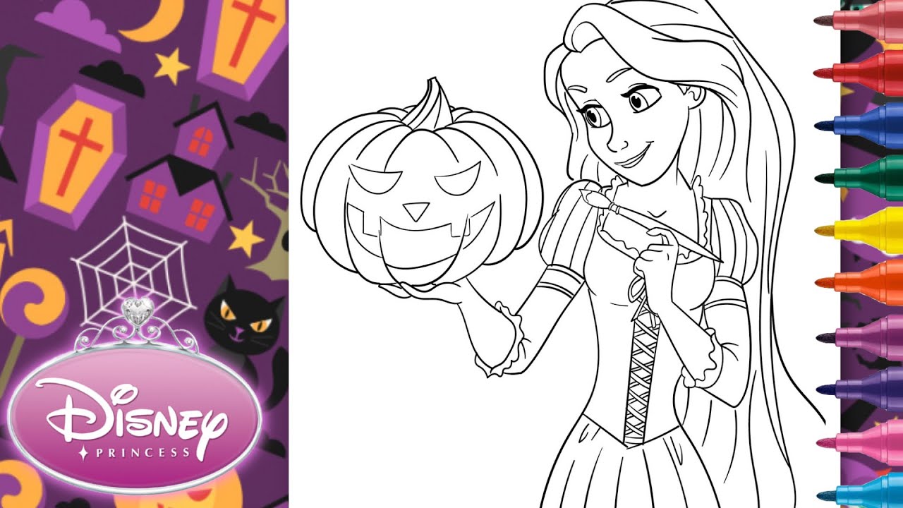 Princess halloween coloring page princess snow white rapunzel halloween coloring page pumpkin ghost