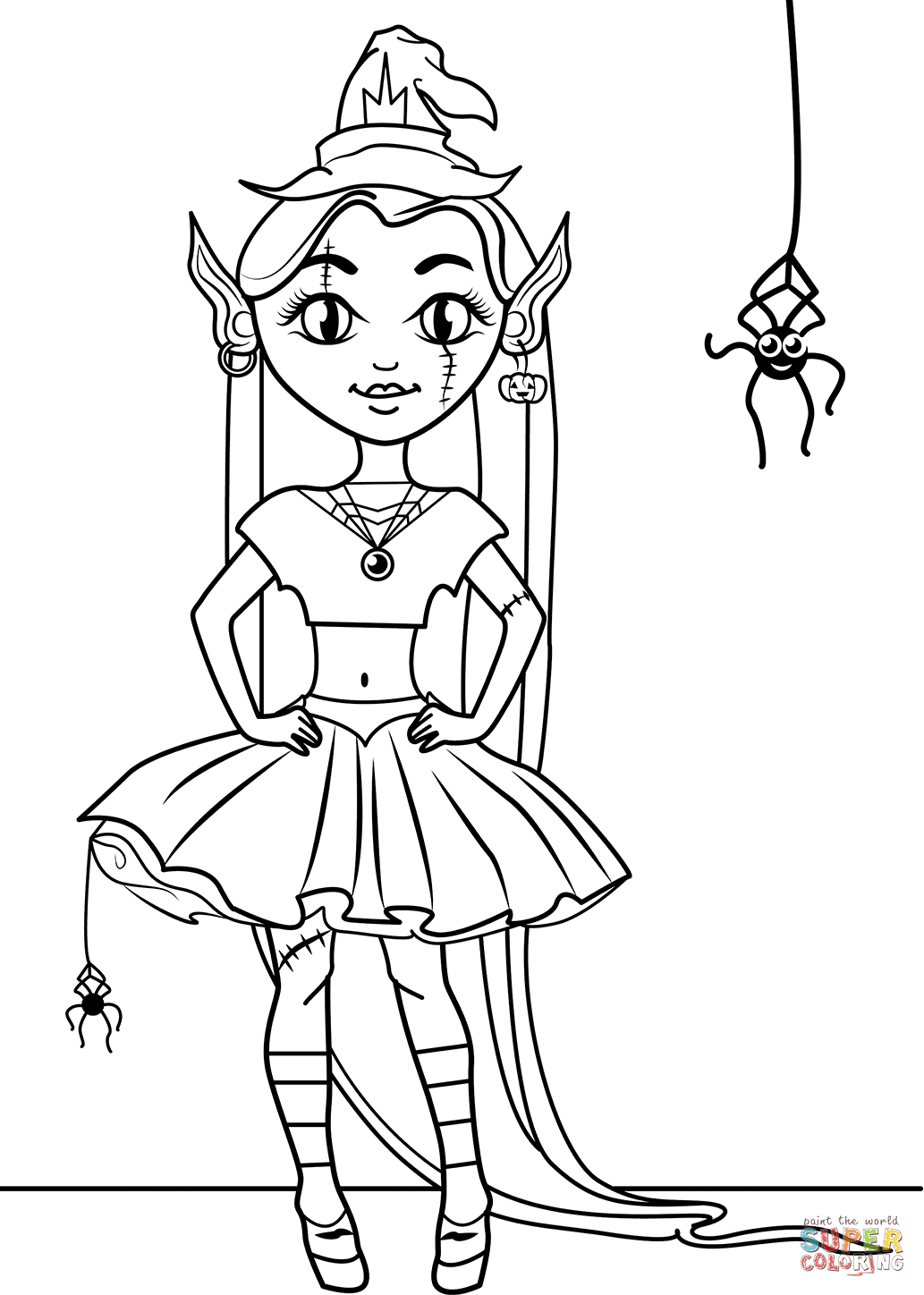 Halloween princess coloring page free printable coloring pages