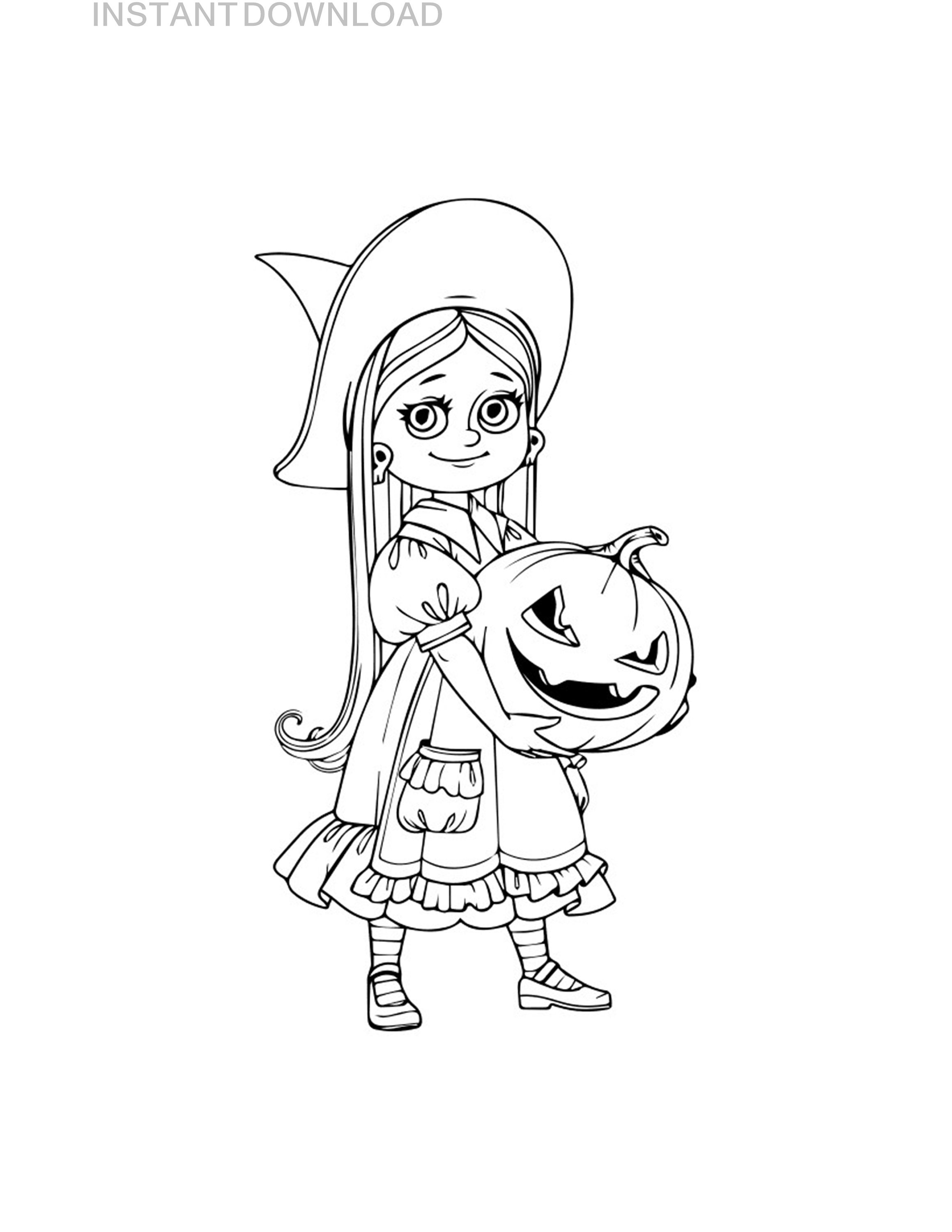 Printable halloween princess coloring page plus bonus instant download digital file x printable