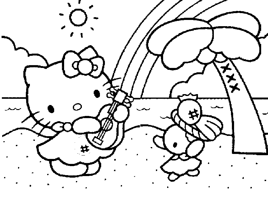 Free hello kitty coloring pages team colors