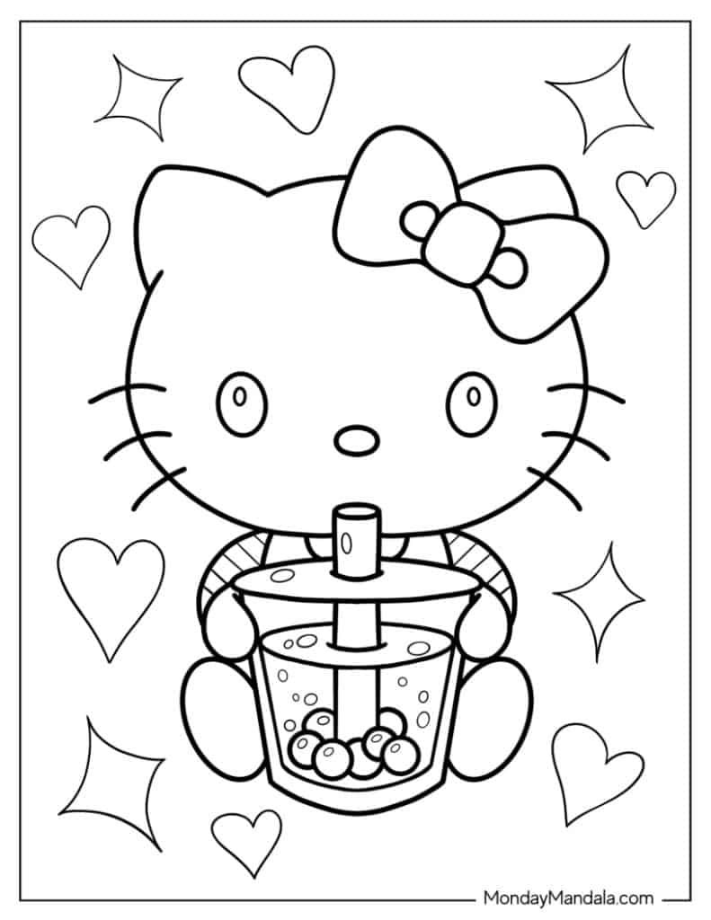 Hello kitty coloring pages free pdf printables