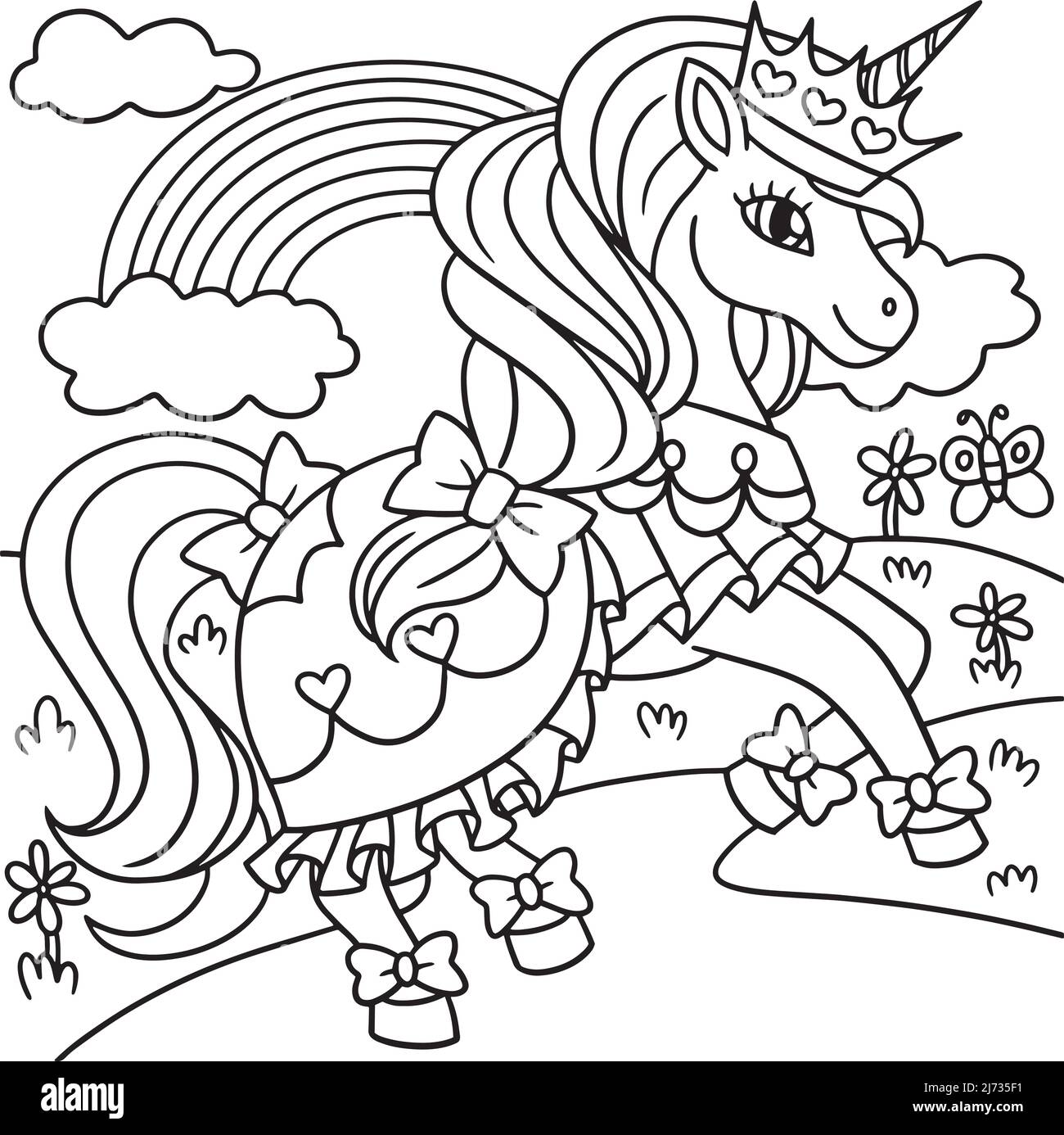 Coloring page unicorn black and white stock photos images