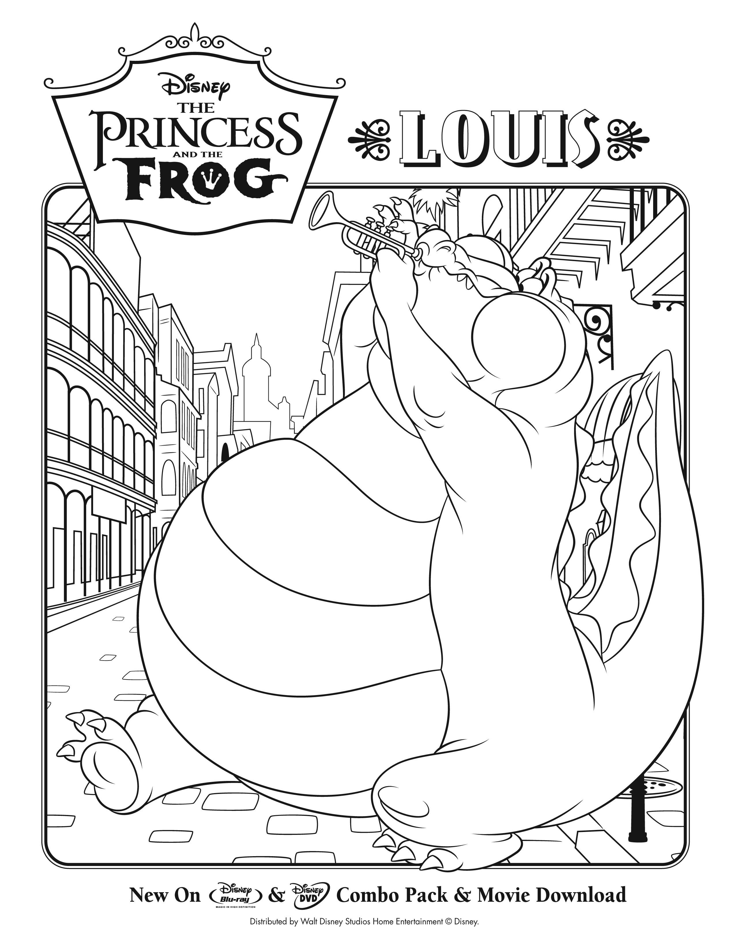 The princess and the frog coloring pages for kids