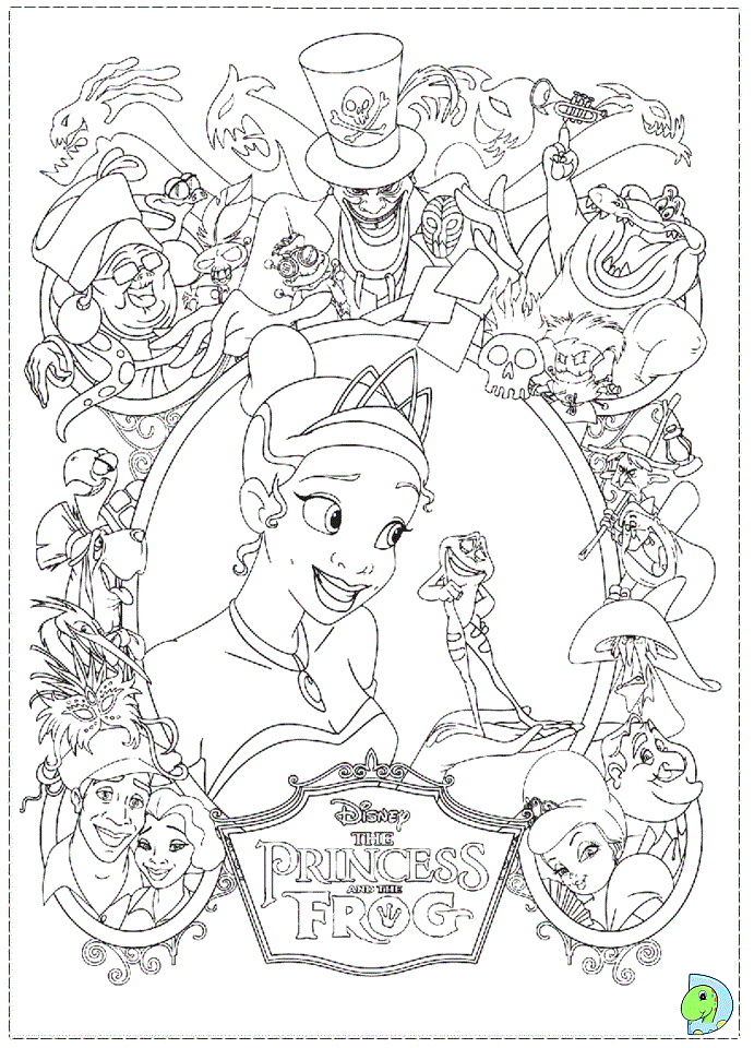 The princess and the frog coloring page