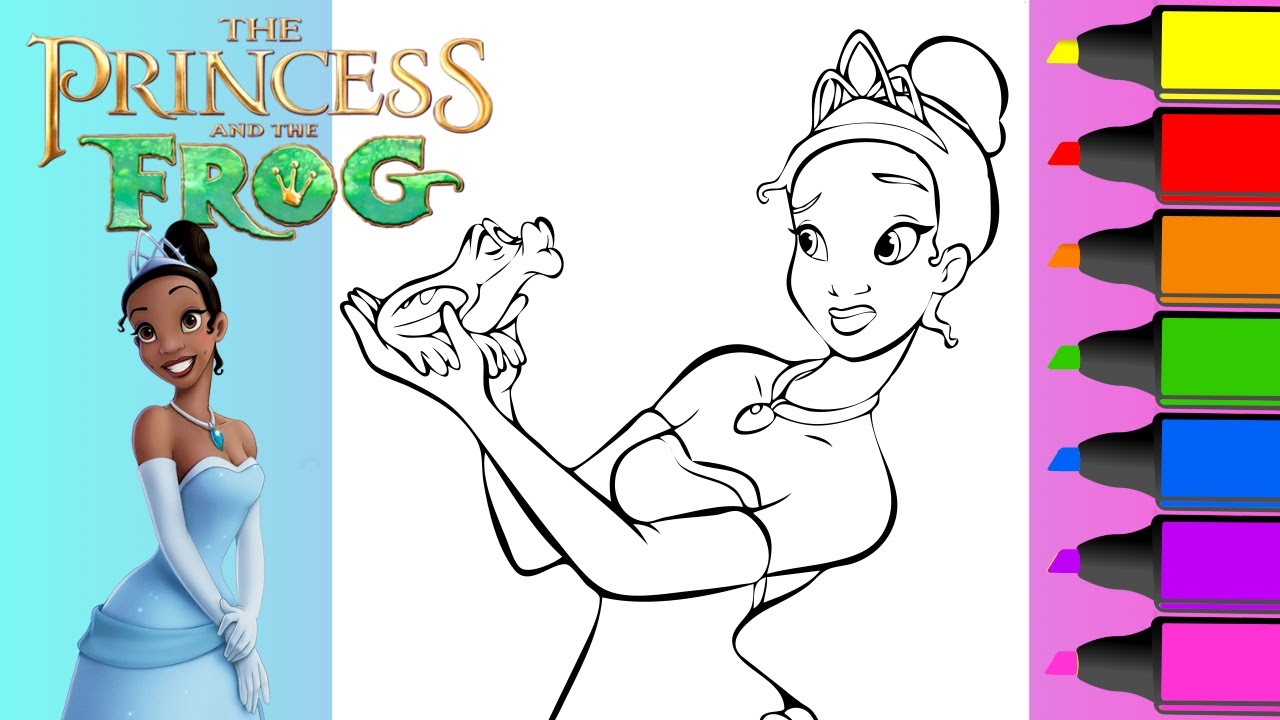 Coloring the princess and the frog disney princess coloring page for kids