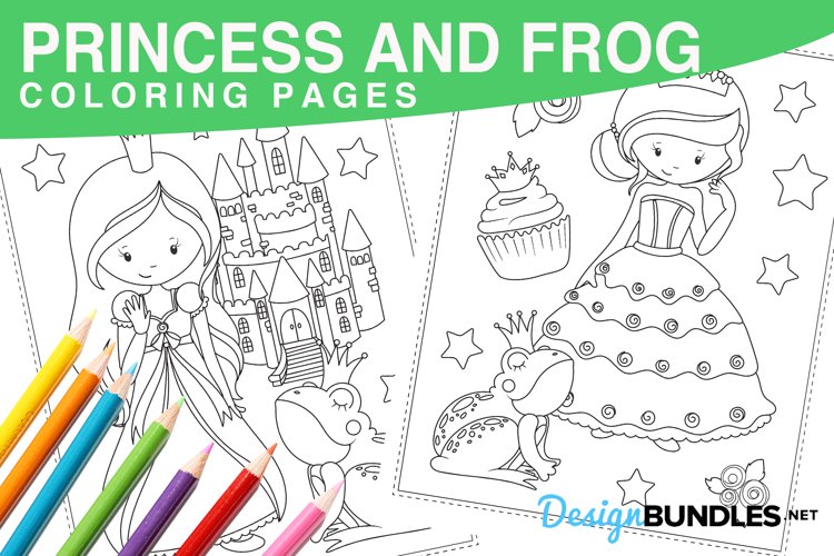 Princess and frog coloring pages