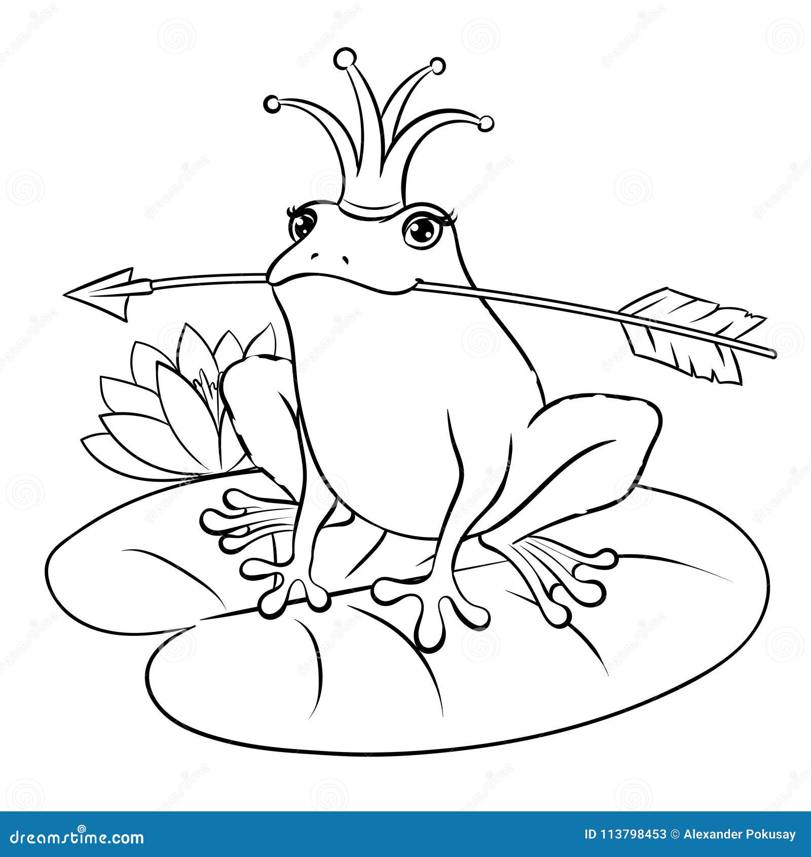 Princess frog coloring book vector illustration stock vector