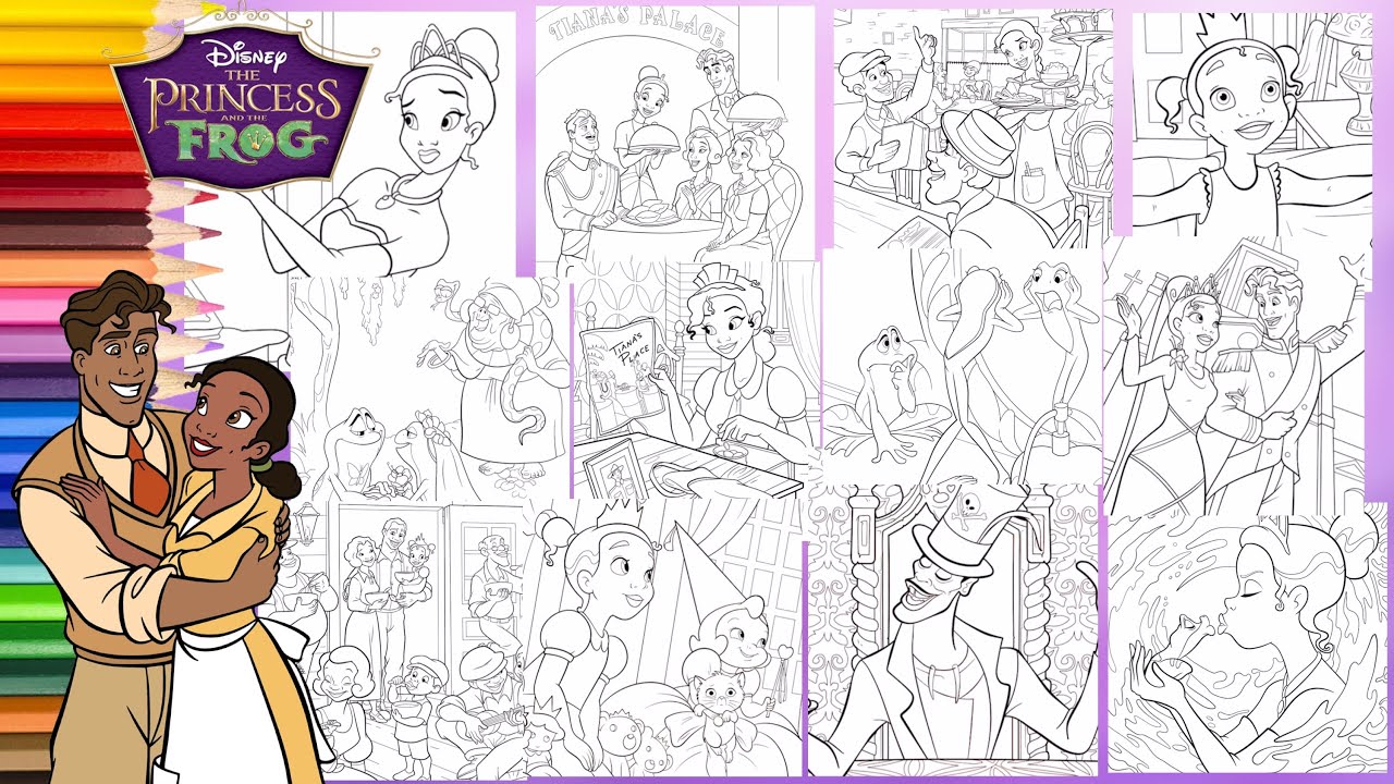 Disney princess the frog story in pictures tiana coloring pages