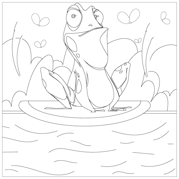 Premium vector frog coloring pages for kids printable premium vector