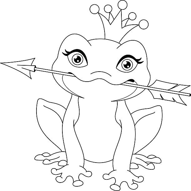 Frog princess coloring page stock illustration