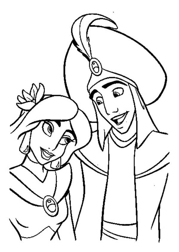 Coloring pages princess jasmine and price aladdin coloring page