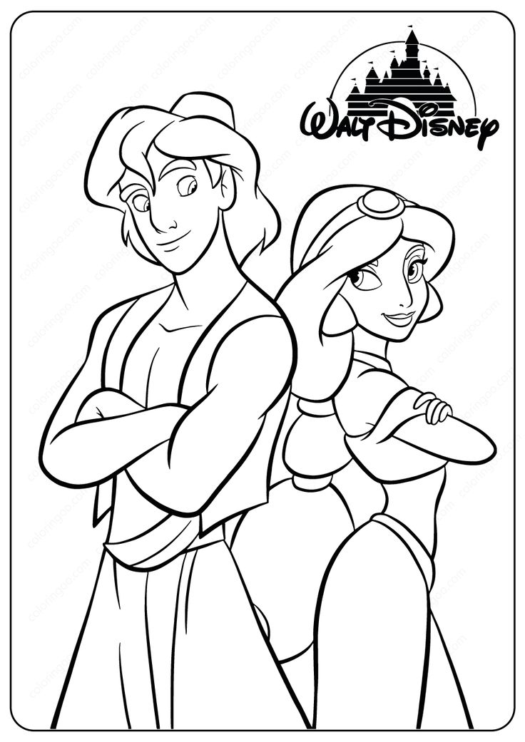 Printable aladdin and jasmine pdf coloring pages disney coloring pages disney princess colors princess coloring pages