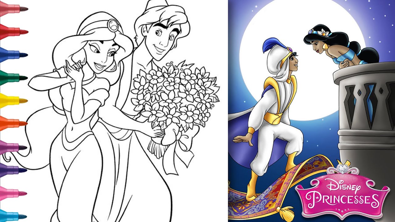 Coloring aladdin and jasine