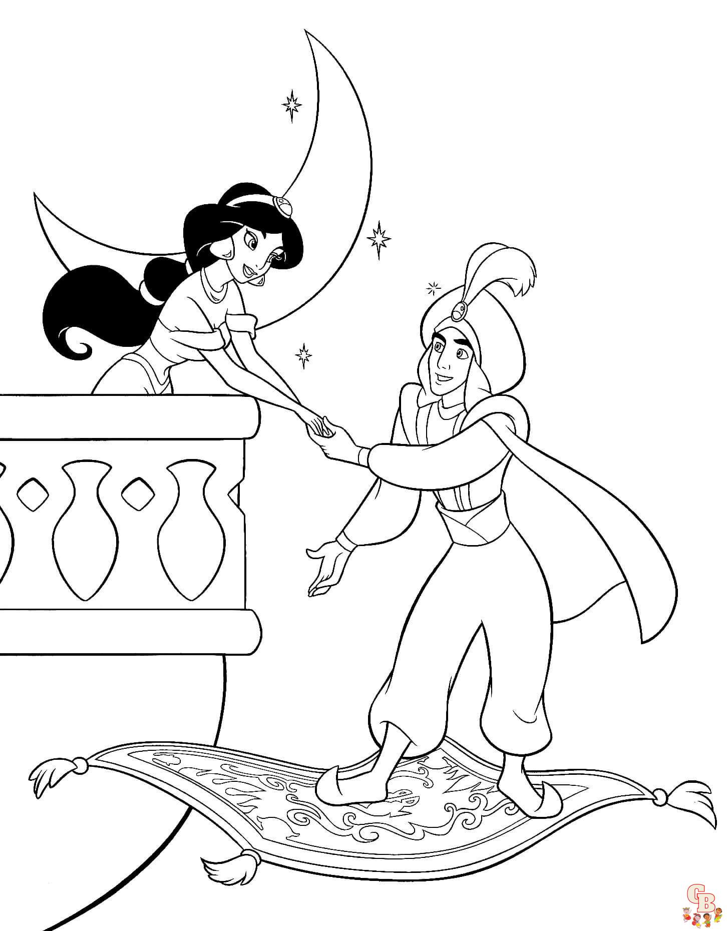 Get the best jasmine and aladdin coloring pages on