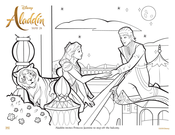 Aladdin and prince jasmine coloring pages