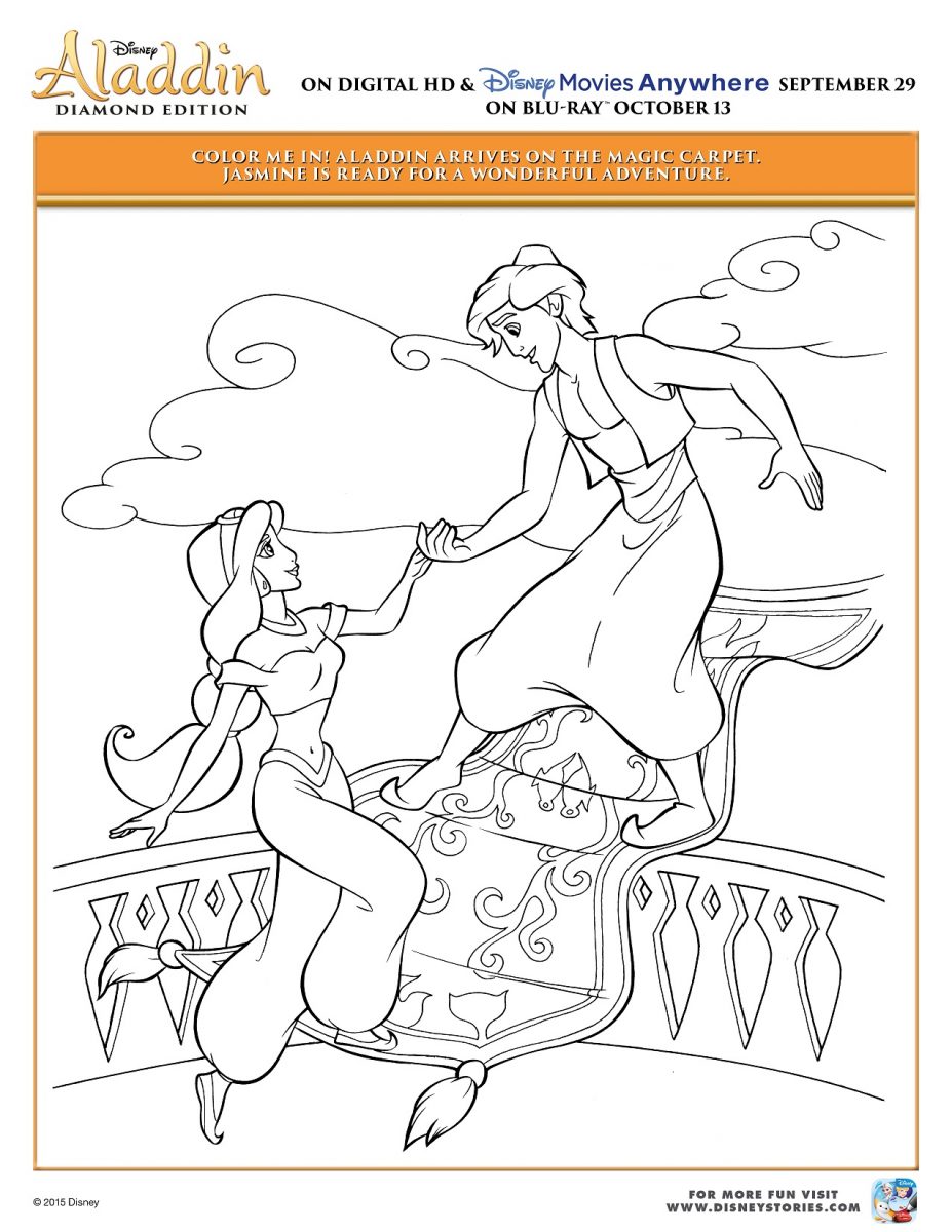 Disneys aladdin princess jasmine printable coloring pages