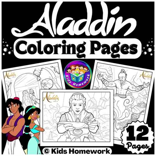 Aladdin and prince jasmine coloring pages for kids i end of year activities