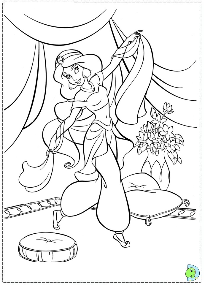 Aladdin and jasmine coloring page