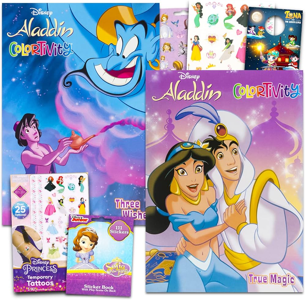 Aladdin coloring book set for boys girls