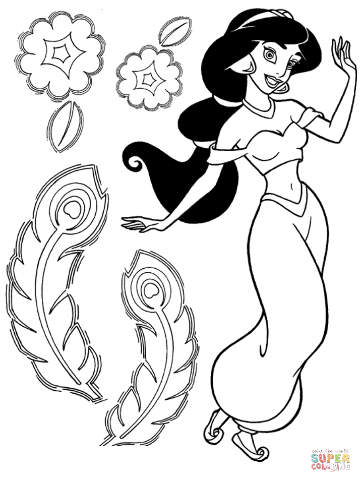 Beautiful jasmine coloring page free printable coloring pages