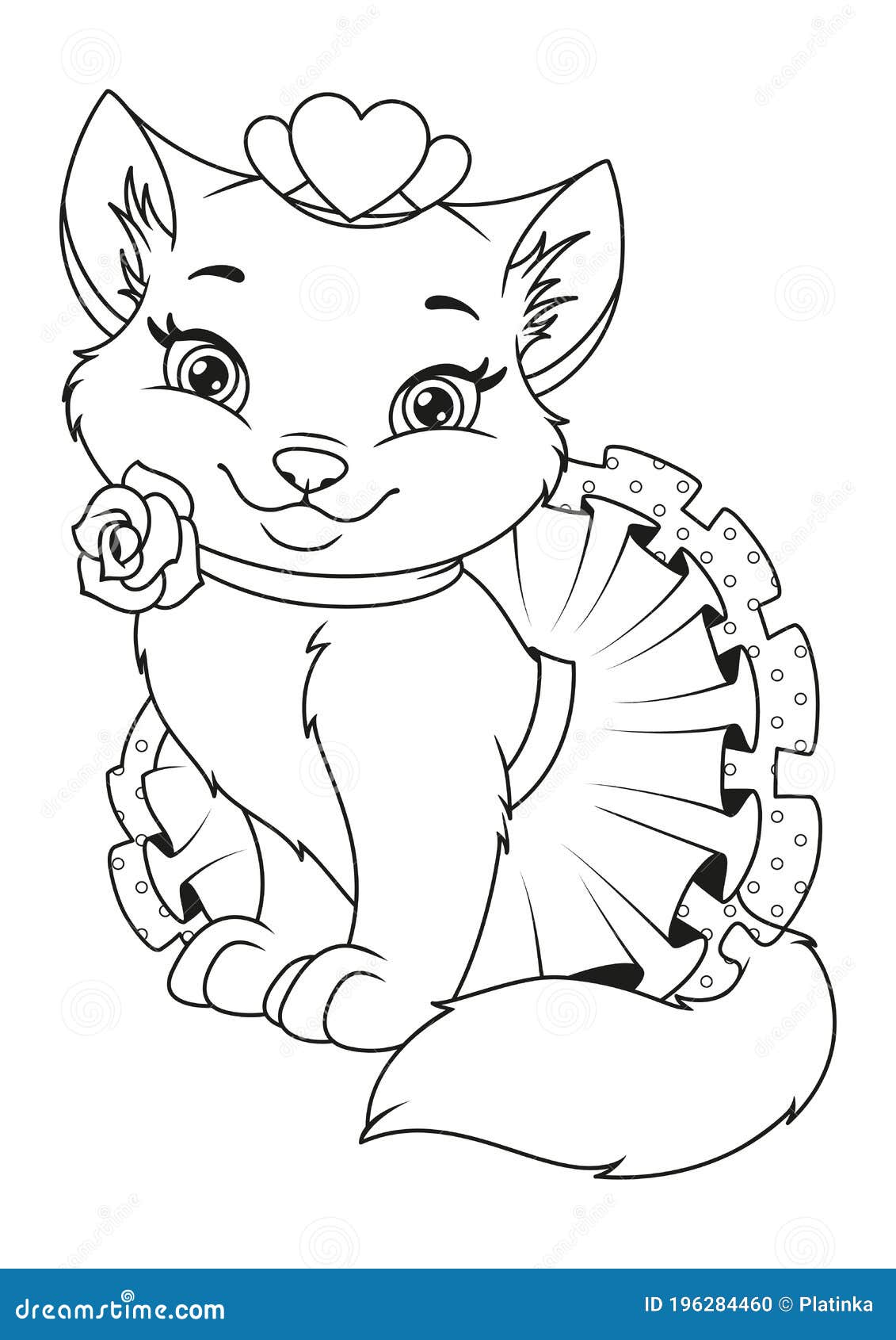 Princess cat coloring page stock vector illustration of outline