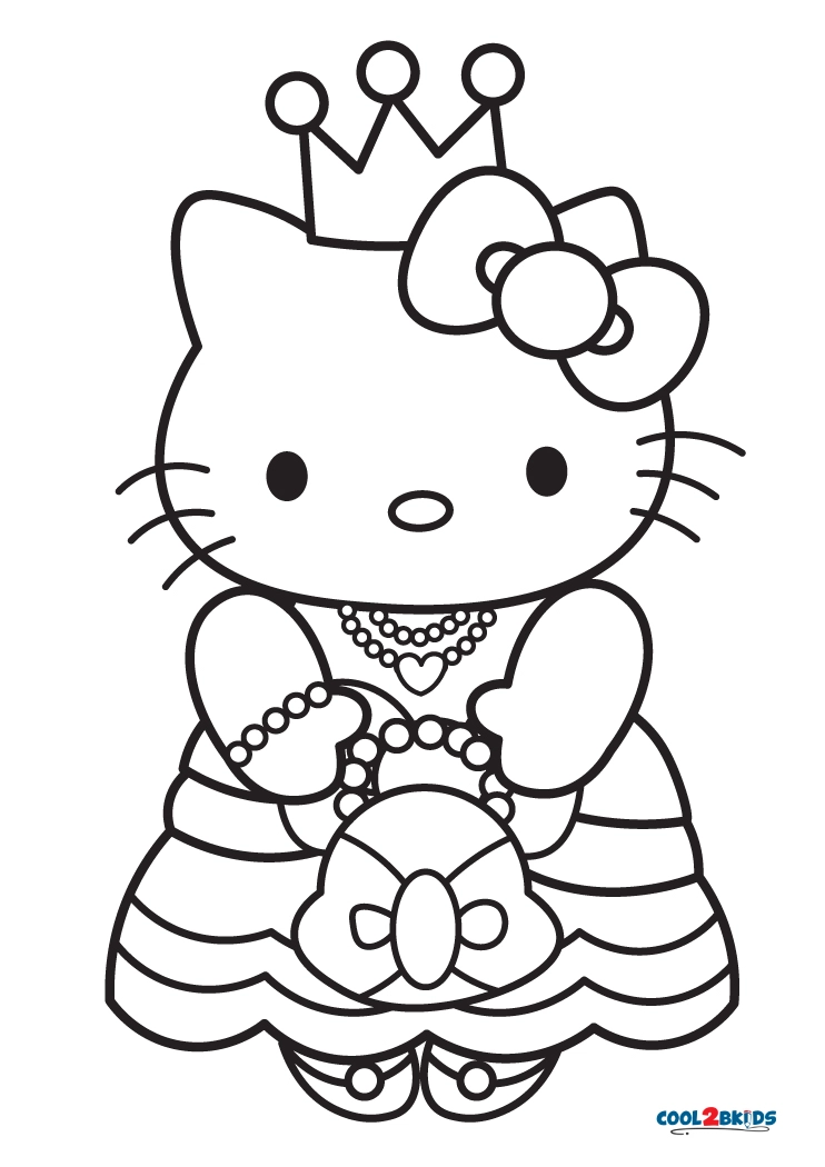 Free printable hello kitty princess coloring pages for kids