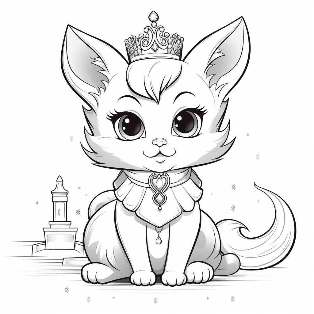 Princess kitten coloring pages