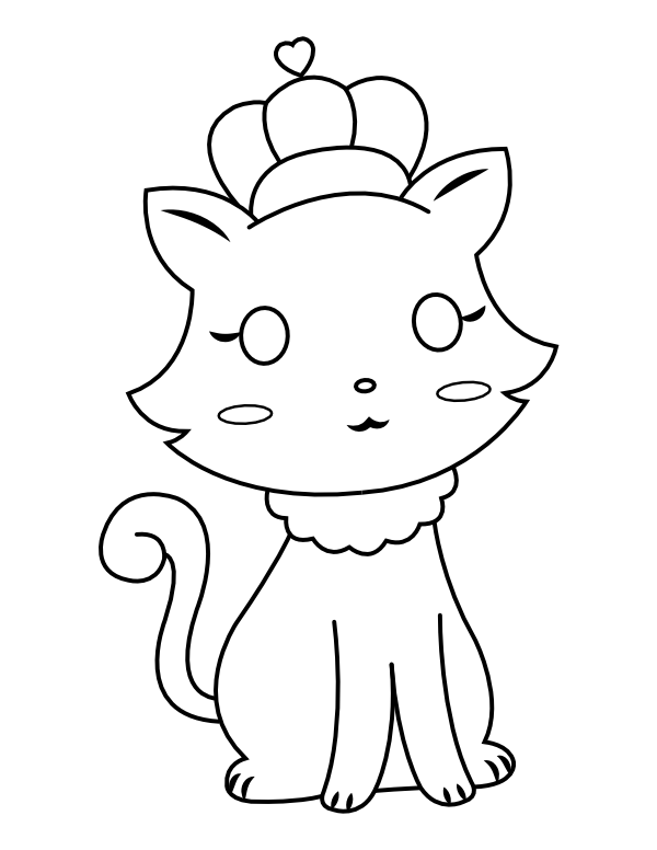 Printable cat princess coloring page