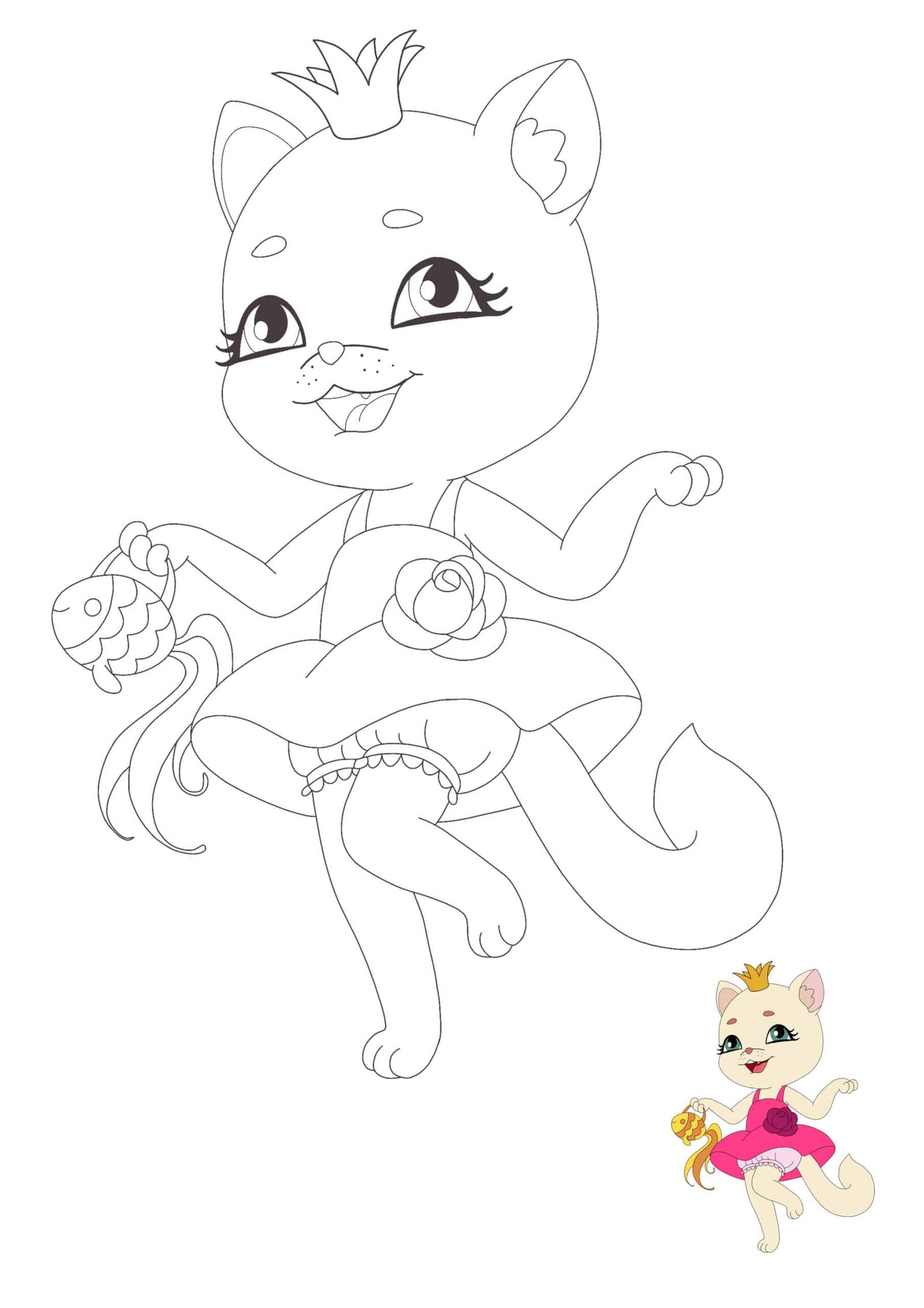 Princess cat coloring pages