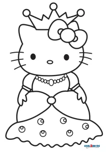 Free printable hello kitty princess coloring pages for kids