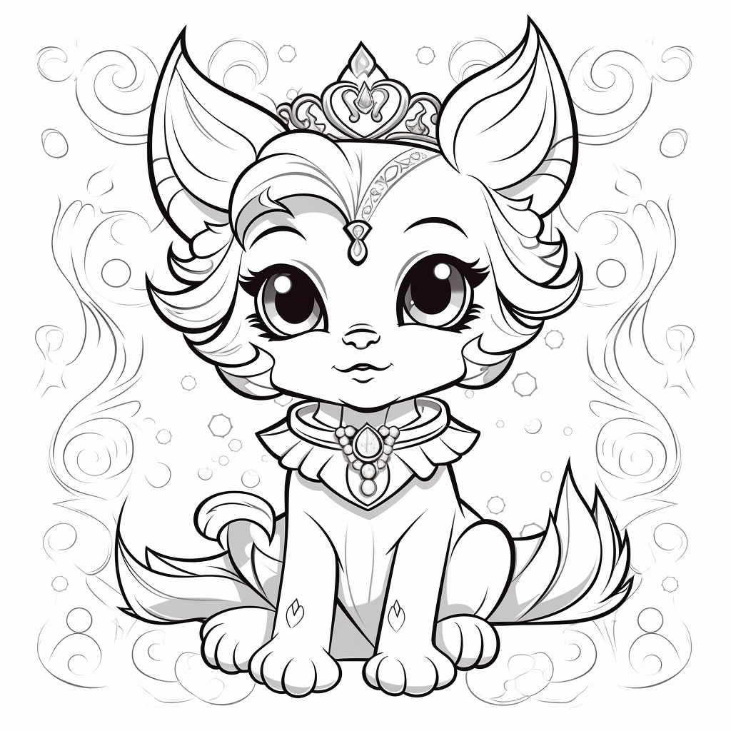 Princess kitten coloring pages