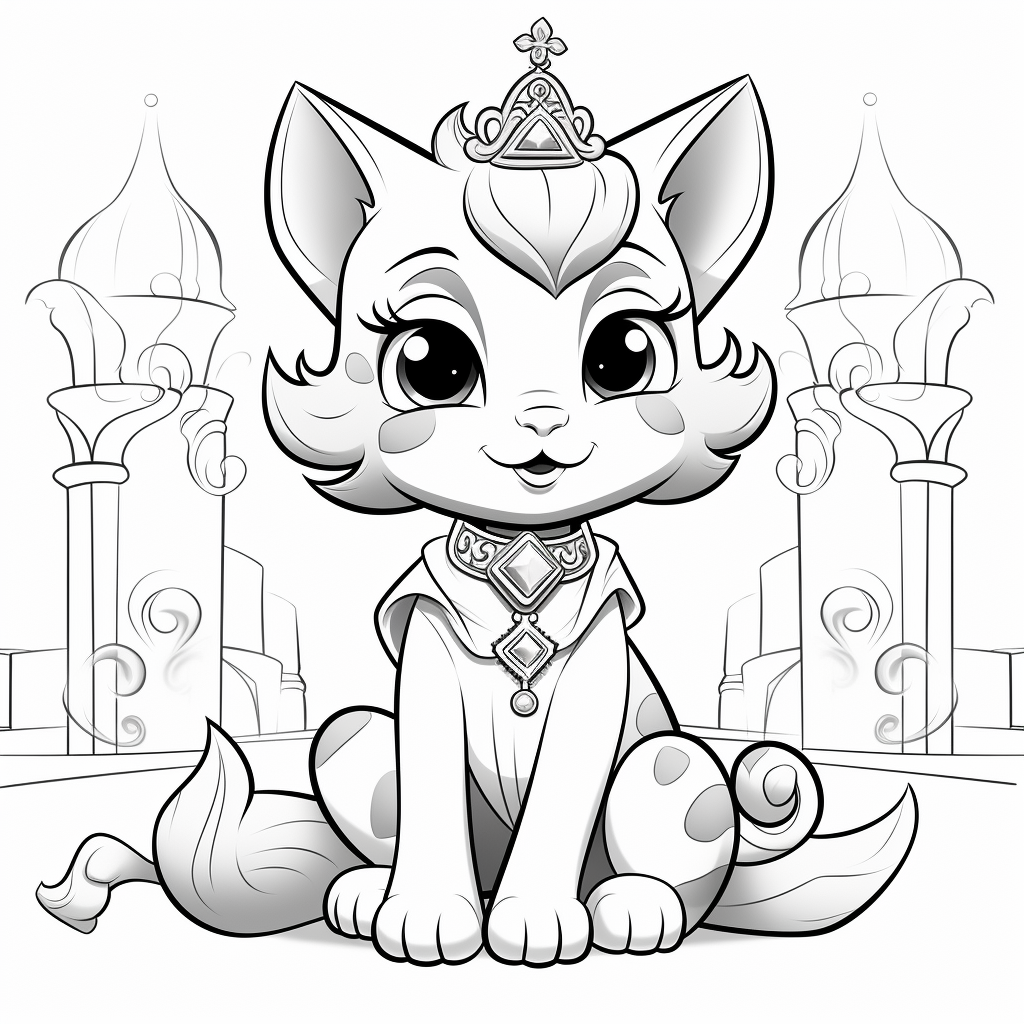 Princess kitten coloring pages