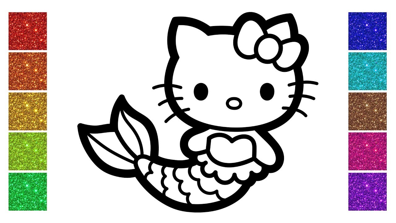 How to draw princess eraid hello kitty glitter coloring pages