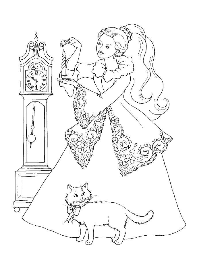 Online coloring pages cat coloring the princess and the cat princess