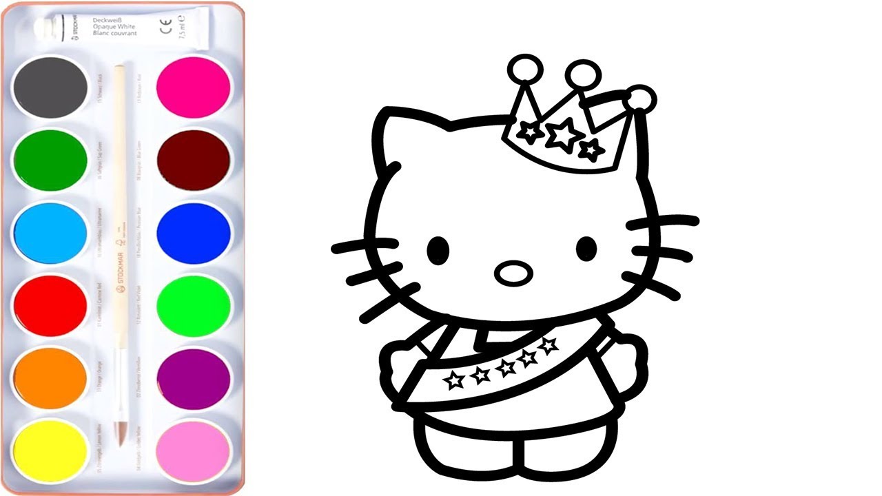 How to draw hello kitty princess coloring pages for kids learn colors with baby