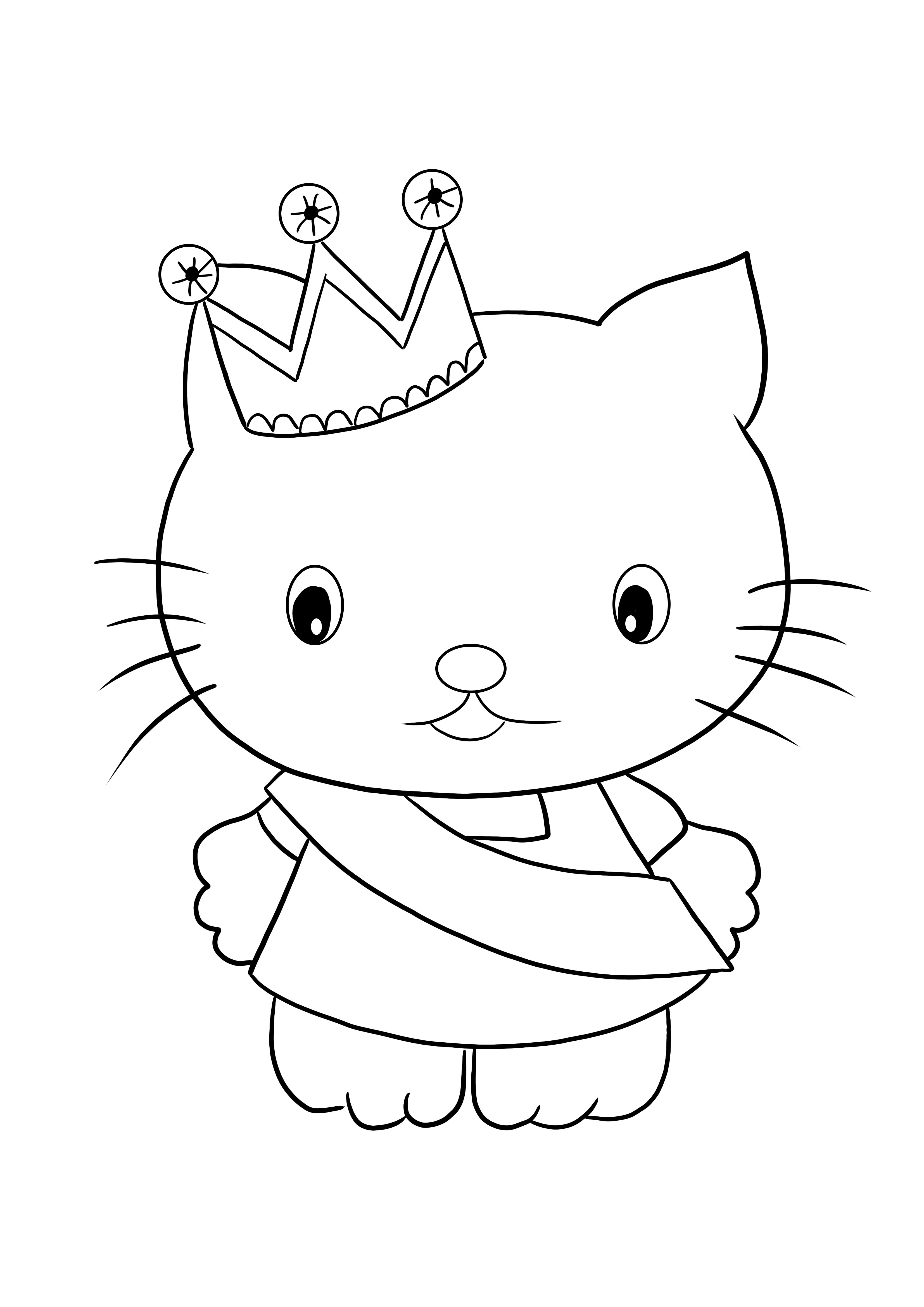 Free printing of hello kitty princess coloring sheet to color and have fun