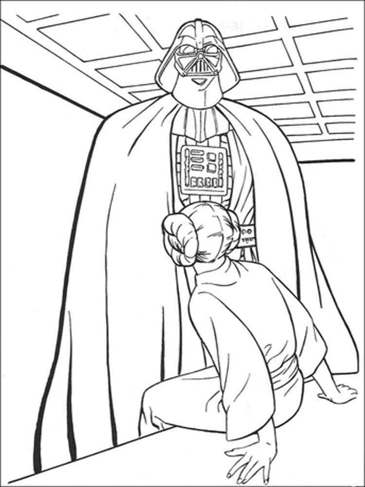 Darth vader and leia coloring page