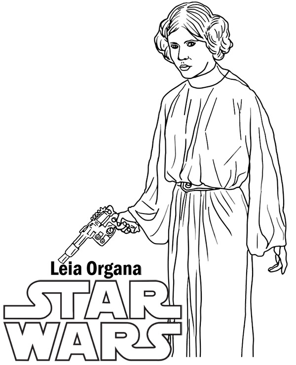 Star wars coloring sheet leia organa