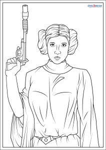 Free printable princess leia coloring pages for kids