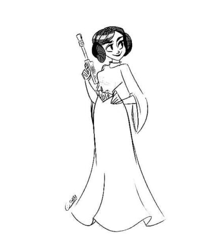 Princess leia star wars coloring page